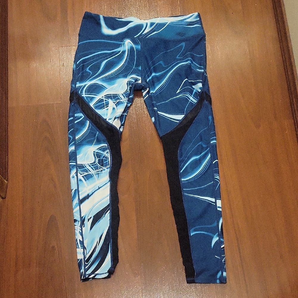 Blue and Black Abstract Leggings